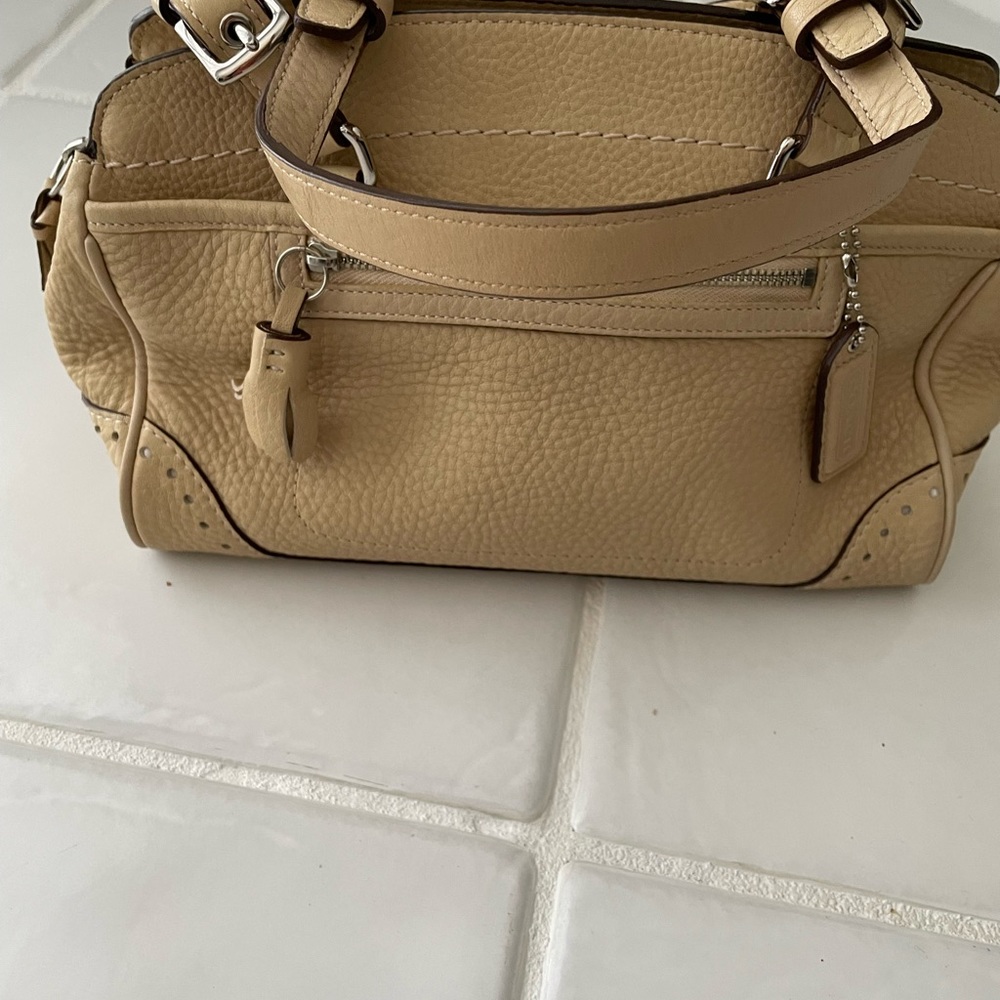 Classic Coach Beige Leather Satchel